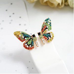 🍏50% OFF/3+...Multicolor Rhinestone Butterfly Stud Earrings